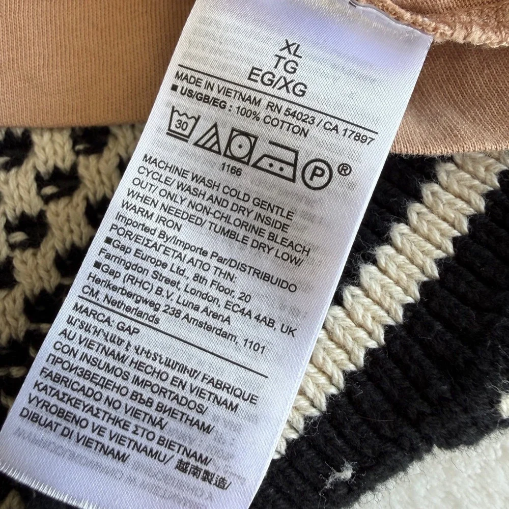 Gap Black &‎ Ivory Chevron Knit Sweater Tank Dress Sleeveless Stretch Midi Lined